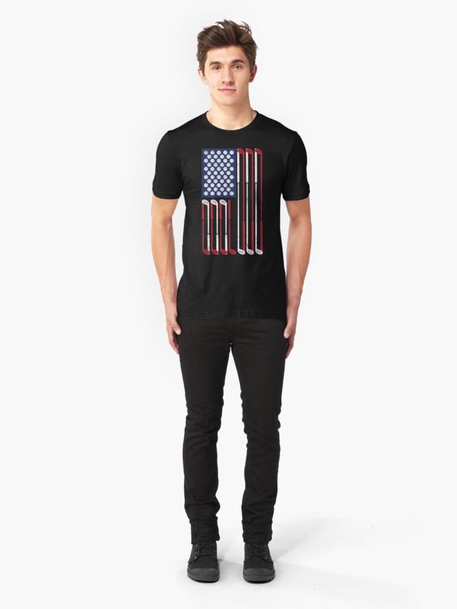 Alternative Ansicht von Vintage Flag > US Flag Made of Golf Balls + Clubs > Cool Golf Slim Fit T-Shirt