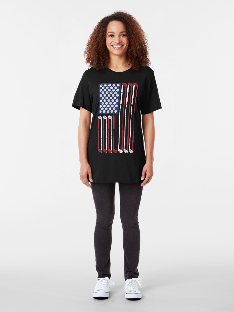 Alternative Ansicht von Vintage Flag > US Flag Made of Golf Balls + Clubs > Cool Golf Slim Fit T-Shirt
