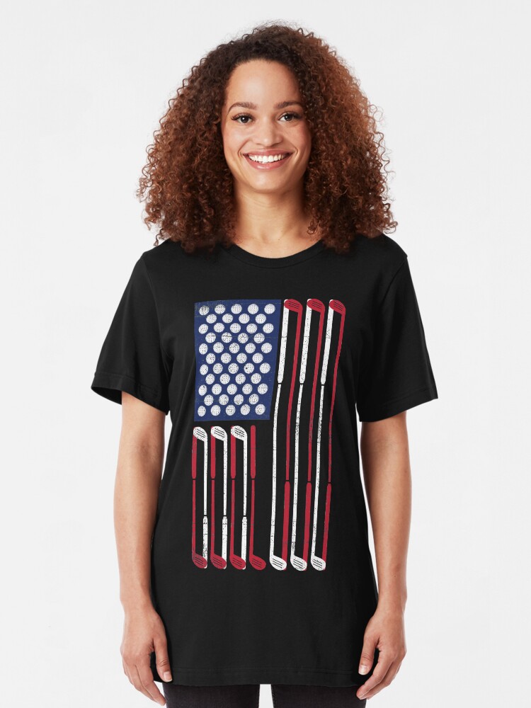 Alternative Ansicht von Vintage Flag > US Flag Made of Golf Balls + Clubs > Cool Golf Slim Fit T-Shirt