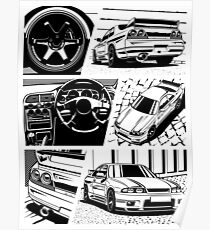Póster Skyline R33 GTR. Detalles (fondo transparente)