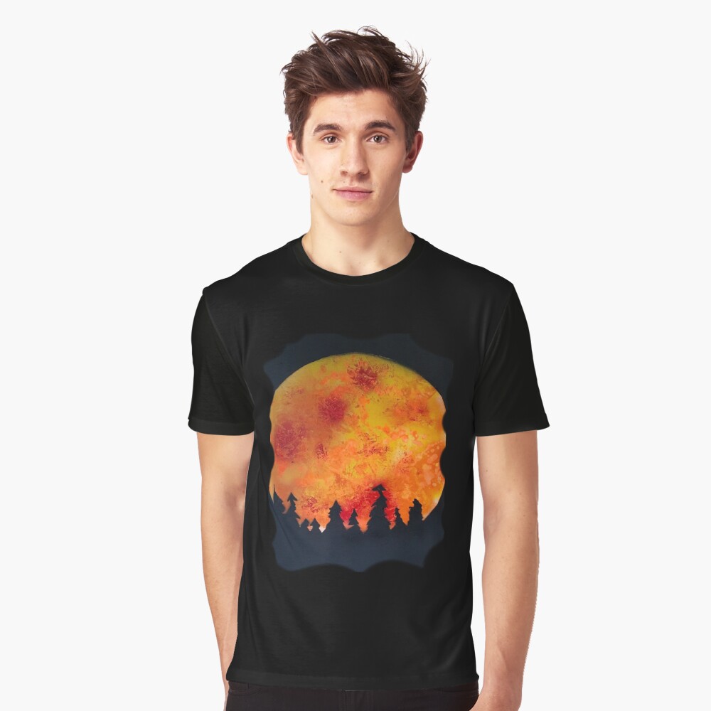 FIERY FULL MOON Graphic T-Shirt