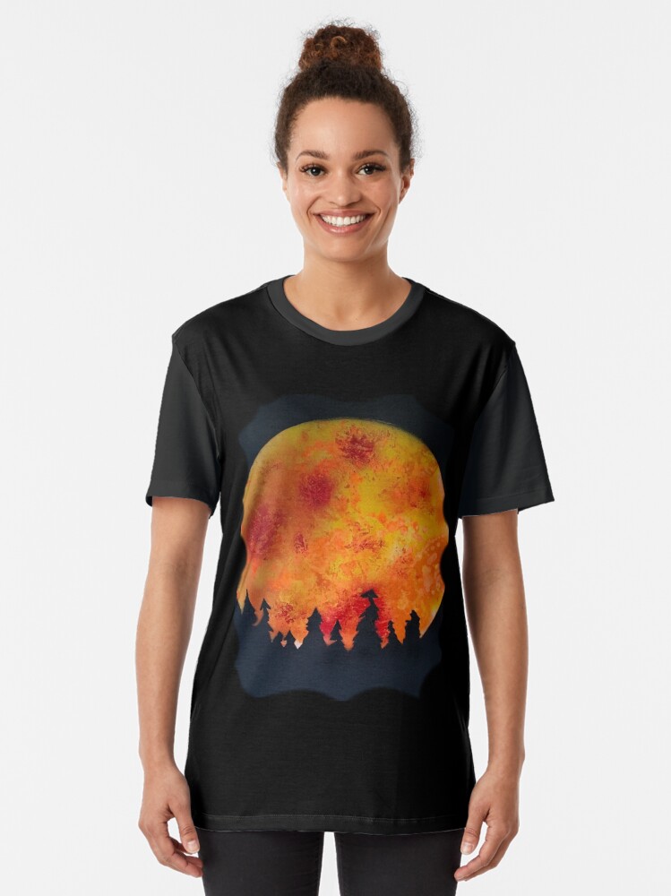 Alternate view of FIERY FULL MOON Graphic T-Shirt