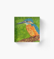 Kingfisher painted with layout markers Acrylic Block