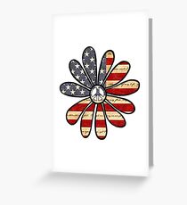 Flower Power American Flag Greeting Card