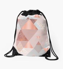 Blush Pink Geo Drawstring Bag
