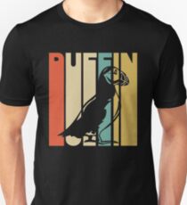 Weinlese-Art-Papageientaucher-Schattenbild-Hemd Slim Fit T-Shirt