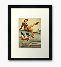 Pin up sexy girl pilot on a plane, army poster Framed Print