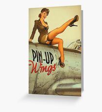 Pin-up sexy Mädchen Pilot auf einem Flugzeug, Armee Poster Grußkarte