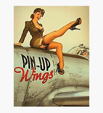 Pin up sexy girl pilot on a plane, army poster Photographic Print