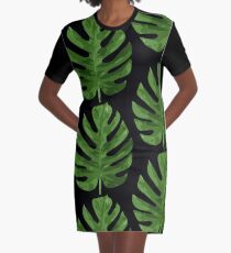 Monstera Leaf Graphic T-Shirt Dress