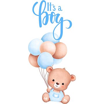 It's a Boy Cute Teddy Bear Toy with Balloons | Sticker