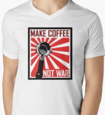 Mache Kaffee Nicht Krieg T-Shirt mit V-Ausschnitt