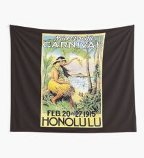 HAWAII : Vintage Honolulu Mid-Pacific Carnival Print Wall Tapestry