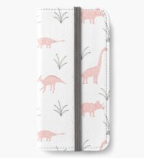 Rosa Dinosaurier iPhone Flip-Case/Hülle/Skin