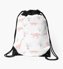 Pink Dinosaurs Drawstring Bag