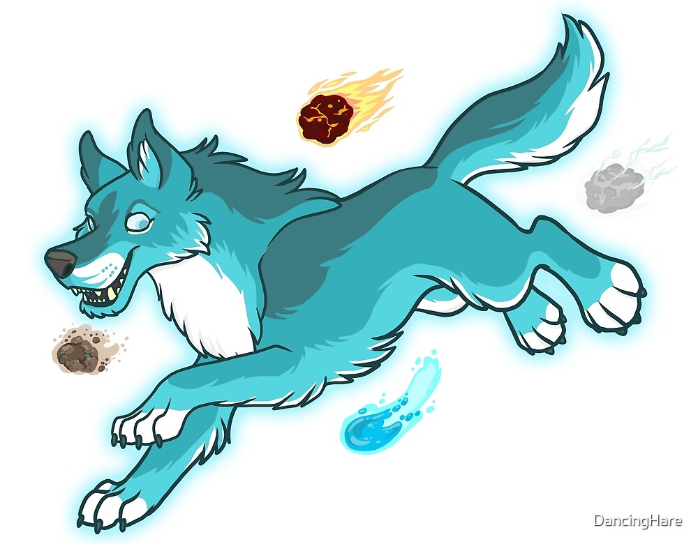 Elemental Wolf Blue By Dancinghare Redbubble