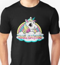 Unicorn hail satan death metal rainbown Slim Fit T-Shirt