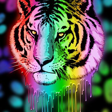 Tiger Neon Dripping Rainbow Colors Tote Bag