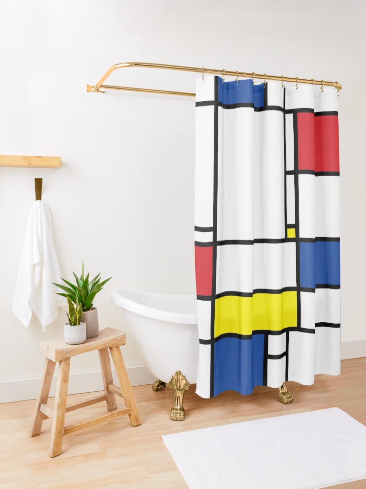 Alternate view of Mondrian Minimalist De Stijl Modern Art Shower Curtain