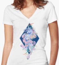 Crystal Schlange Regenbogen Einhorn Tailliertes T-Shirt mit V-Ausschnitt