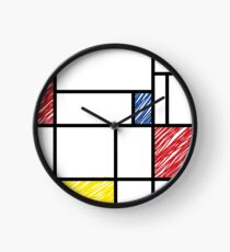Mondrian Scribbles Minimalist De Stijl Modern Art Clock