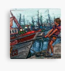 Boy and Boat Canvas Print