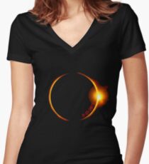 Solar Eclipse of 2017 Women's Fitted V-Neck T-Shirt