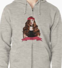 Sophie Turner in a red flower crown Zipped Hoodie