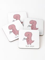 'Tea-Rex' Illustration Coasters