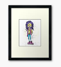 Teenage girl in modern clothes Framed Print