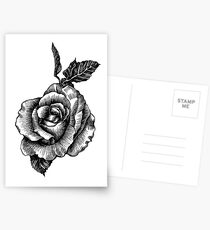 black and white tattoo rose drawing Postcards