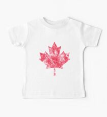 Canadian Maple Leaf Grunge Distressed Style in Red Baby Tee