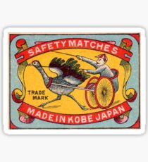 Antique Matchbox Label Ostrich Harness Racing Kobe Japan Sticker