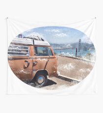 Tela decorativa Autobús Vintage VW en el puente Golden Gate