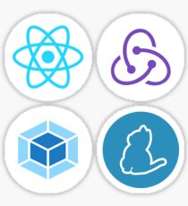 4 front-end sticker set: React, Redux, Webpack & Yarn Sticker