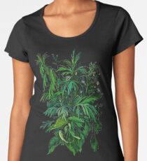 "Green & Black", summer greenery, floral art, pastel drawing Women's Premium T-Shirt
