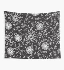 Scattered floral dreams in white and black Wall Tapestry