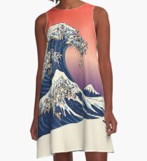 The Great Wave of Pug A-Line Dress