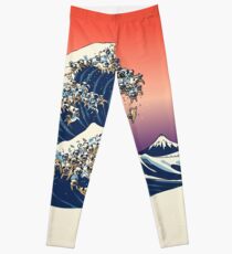 The Great Wave of Pug Leggings