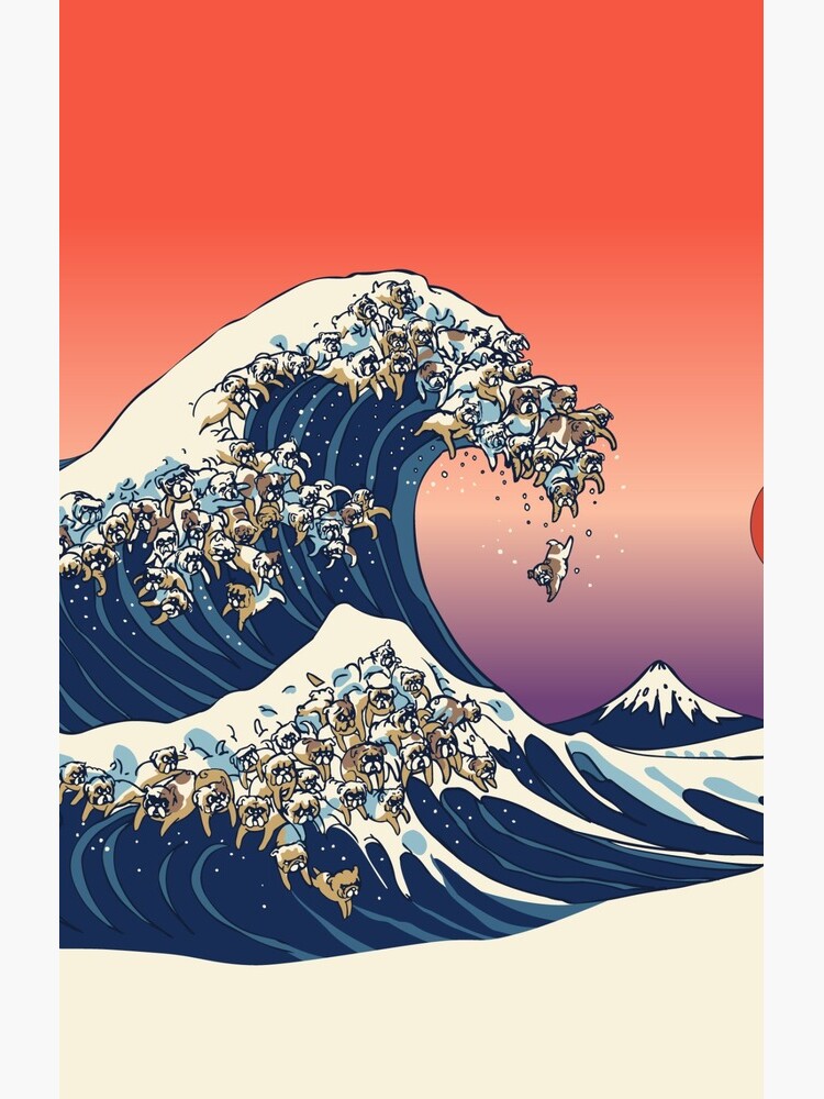 The Great Wave of English Bulldog by Huebucket