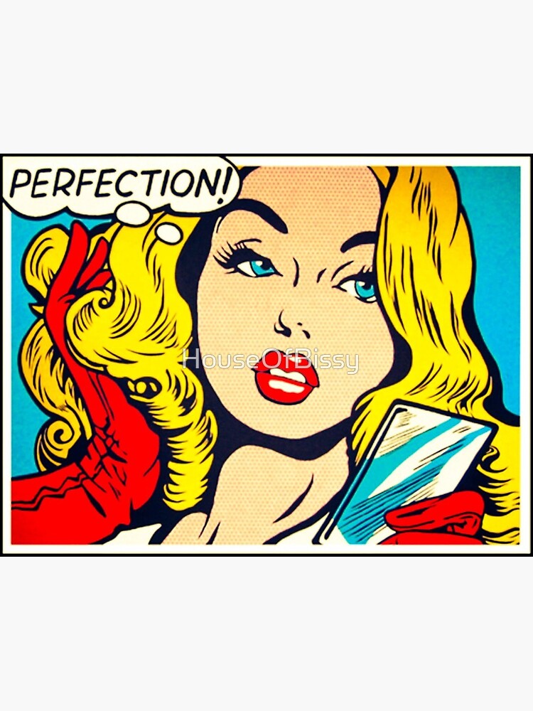 Vintage Retro Comic Blonde Short Hair Curly Pin Up Girl Teal