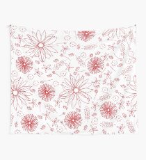 Scattered floral dreams in red and white Wall Tapestry