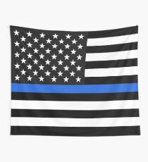 Thin Blue Line American Flag Wall Tapestry
