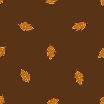 Artwork thumbnail, Autumn Gold Leaves on Chocolate Brown Pattern by DeafAngel1080