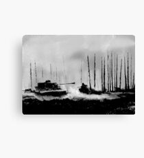 Tiger I battling T-34 tanks (Grey version) Canvas Print