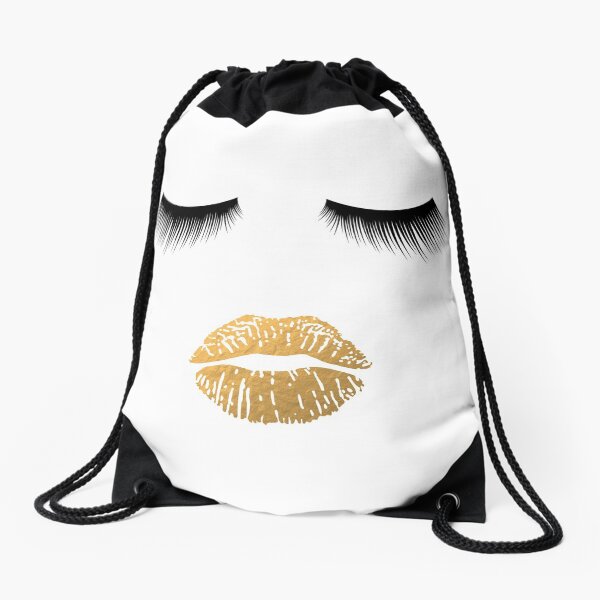 Wimpern und Lippen - Gold Lippen und Wimpern Make-up Gesicht Turnbeutel