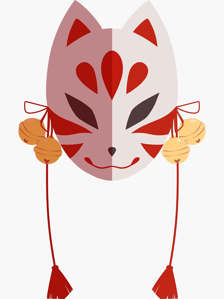 "Kitsune mask" Sticker by Sleepygrim Redbubble