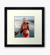 MARILYN MONROE : In A Red Bathing Suit Vintage Print Framed Print