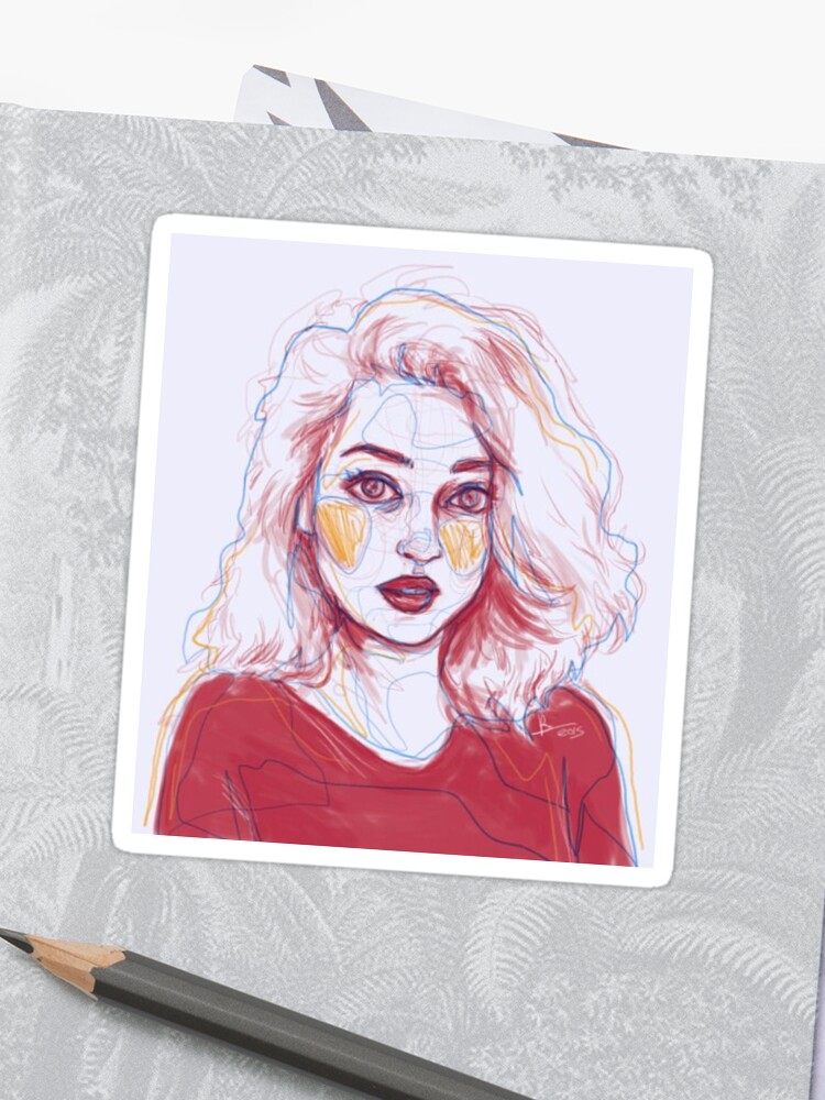 Tumblr Art Girl Pencil Drawing Sticker By Queenvvivy Redbubble