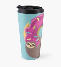 Sloth hanging on the donut Travel Mug
